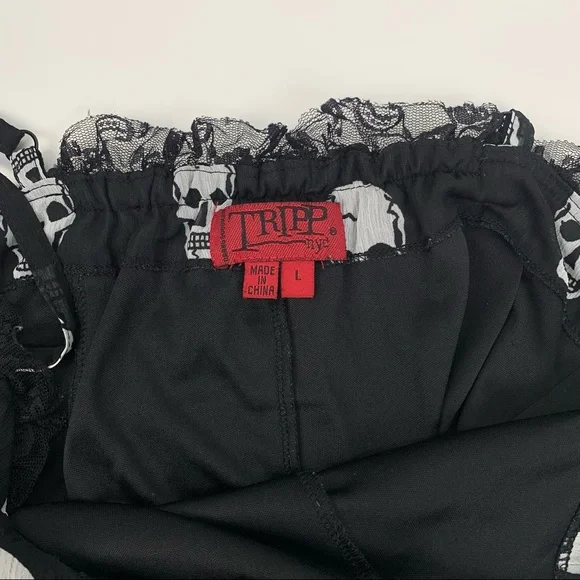 TRIPP NYC Skull Chiffon Dress Ruffles Goth Black Size Large - Picture 5 of 13